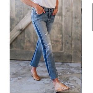 Levi’s 501 Straight Leg Ankle Length Jean with Two Tone Denim Stripe, Size 26